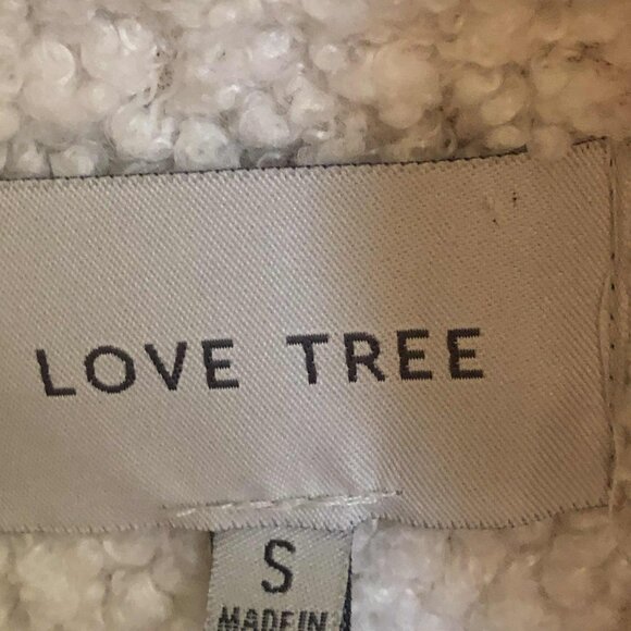 New LOVE TREE Cropped Shearling Trim Vegan Leather Jacket Camel S - Picture 6 of 7